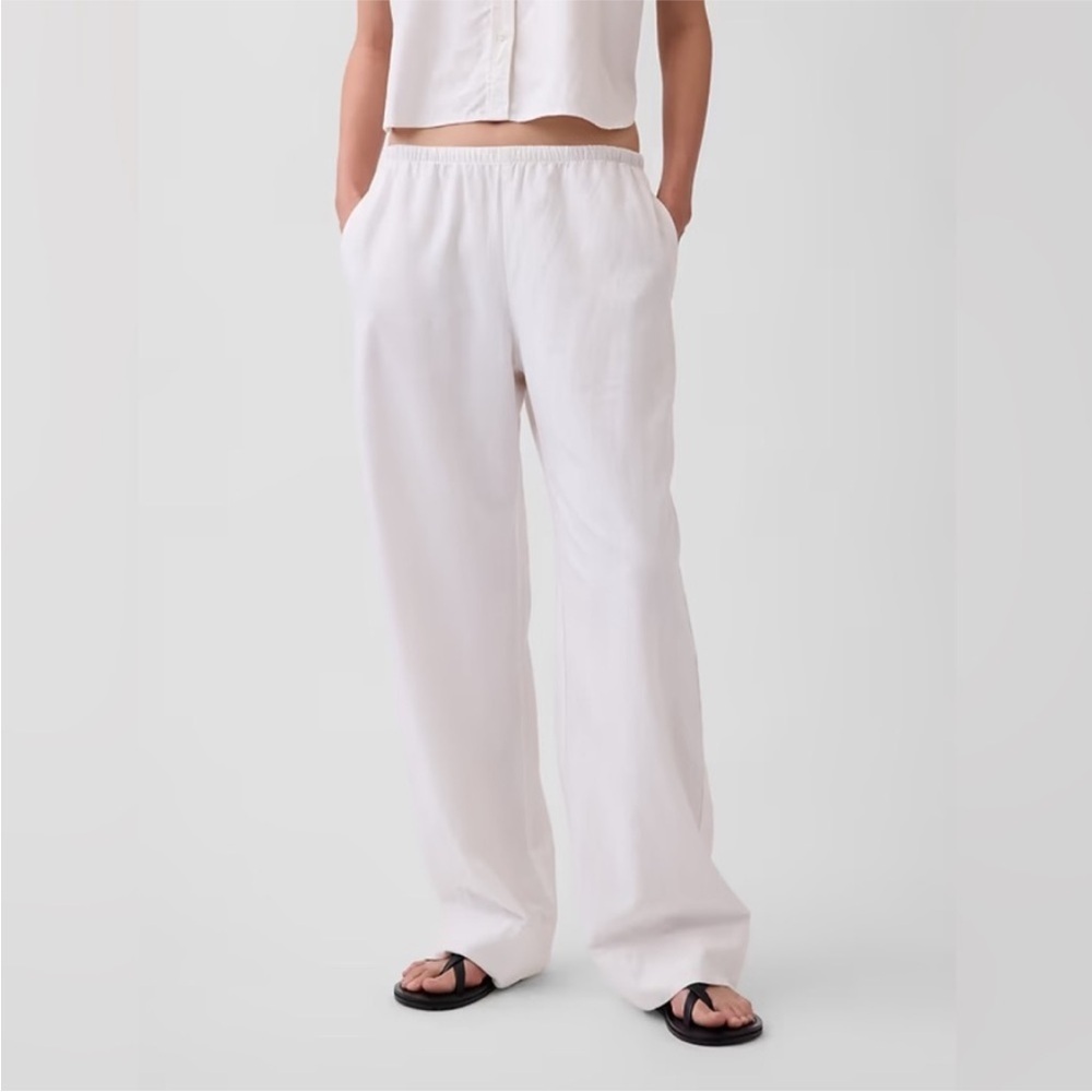 NWT! GAP New Off White Linen-Blend Easy Wide-Leg Pants - 🩷 877623
